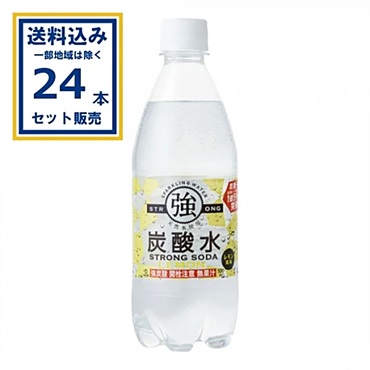 友桝飲料 強炭酸水 レモン 500ml×24本×1ケース (24本)【送料無料※一部地域は除く】