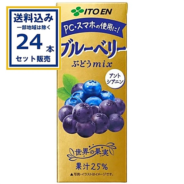 伊藤園 ブルーベリーぶどうmix 紙パック 200ml×24本×1ケース (24本)(送料無料 、一部地域は除く) 